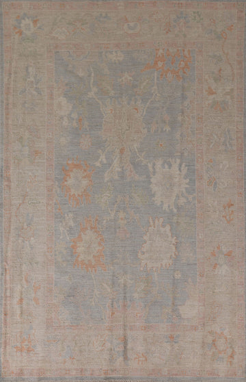 Muted Color Oushak Vegetable Dye Area Rug 6x9