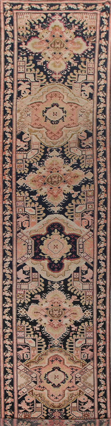 Pre-1900 Antique Karabagh Vegetable Dye Runner Rug 3x18