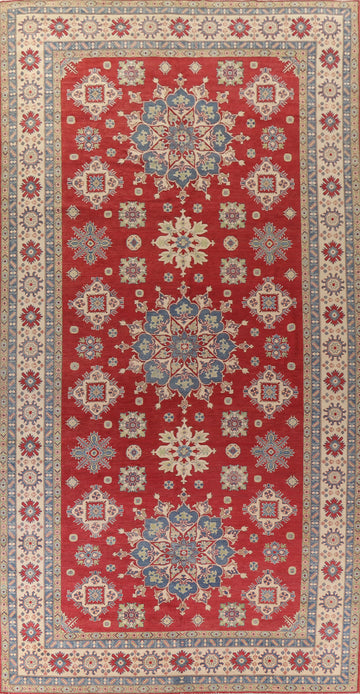 Red Geometric Kazak Large Handmade Rug 10x19