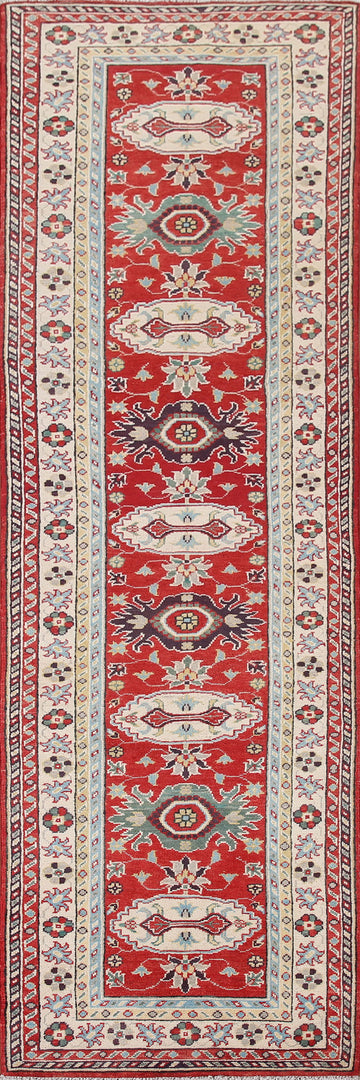 Wool Red Kazak Oriental Runner Rug 3x10