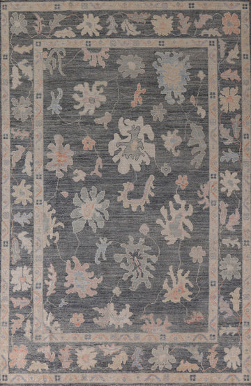 All-Over Floral Oushak Vegetable Dye Area Rug 6x10