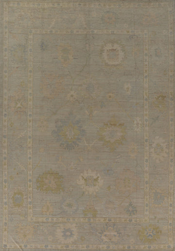 Muted Color Oushak Vegetable Dye Area Rug 9x12