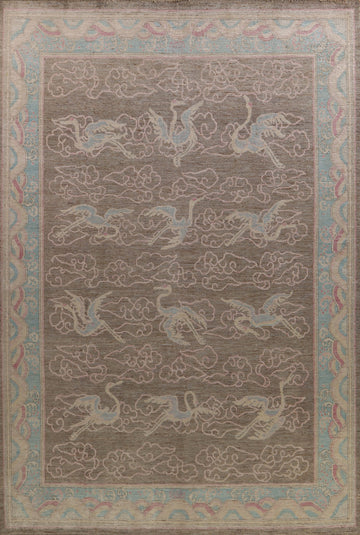 Animals Vegetable Dye Art Deco Chinese Area Rug 9x12