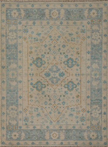 Vegetable Dye Oushak Turkish Accent Rug 3x4