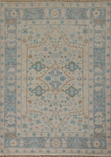 Vegetable Dye Oushak Turkish Foyer Rug 3x4