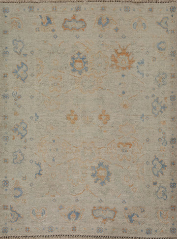 Vegetable Dye Oushak Accent Turkish Rug 3x4