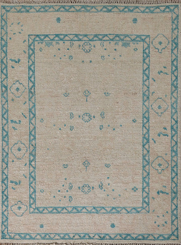 Vegetable Dye Oushak Turkish Foyer Rug 3x4