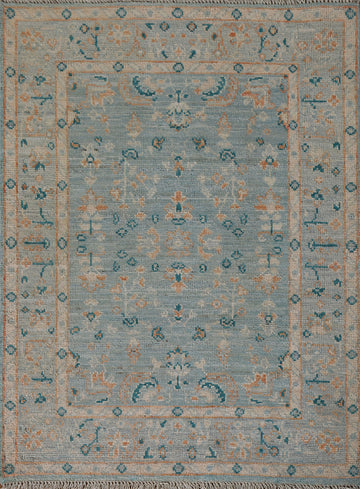 Vegetable Dye Oushak Turkish Foyer Rug 3x4