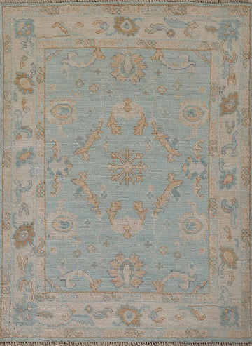 Vegetable Dye Oushak Turkish Foyer Rug 3x4