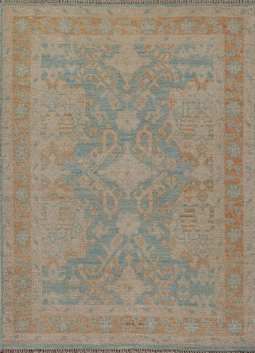 Vegetable Dye Oushak Turkish Accent Rug 3x4