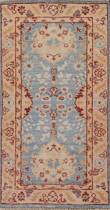Vegetable Dye Blue Oushak Turkish Foyer Rug 2x4