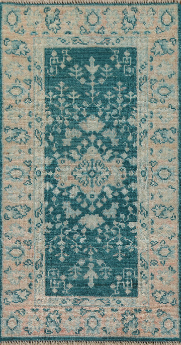 Teal Green Oushak Turkish Accent Rug 2x4