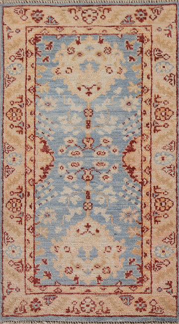 Blue Oushak Vegetable Dye Turkish Rug 2x4
