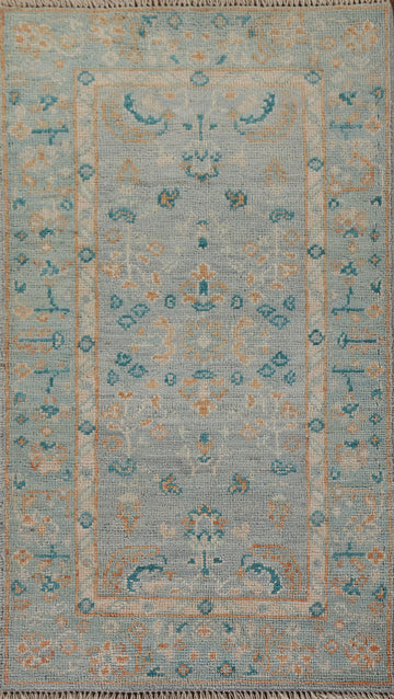 Vegetable Dye Oushak Turkish Foyer Rug 2x4