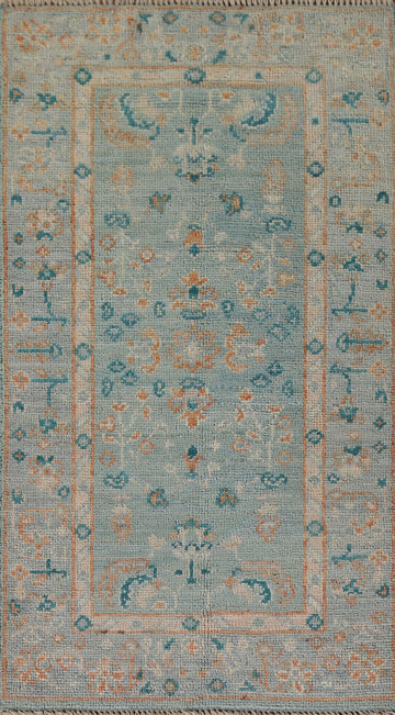 Floral Oushak Vegetable Dye Turkish Foyer Rug 2x4