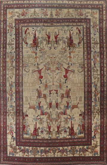Pre-1900 Antique Kerman Lavar Large Persian Area Rug 10x14