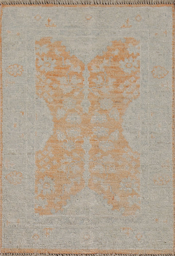 Orange Wool Oushak Vegetable Dye Rug 2x3
