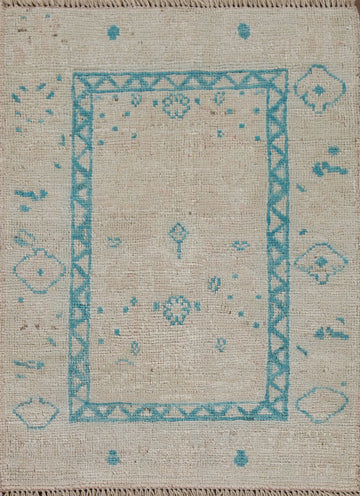 Turkish Oushak Vegetable Dye Accent Rug 2x3