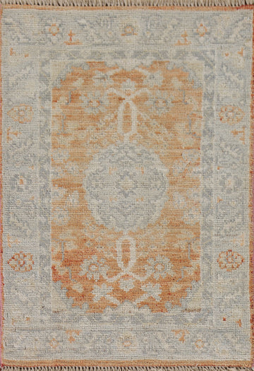 Orange Wool Oushak Vegetable Dye Accent Rug 2x3