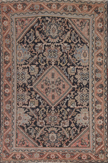 Vintage Geometric Mahal Accent Persian Rug 4x7
