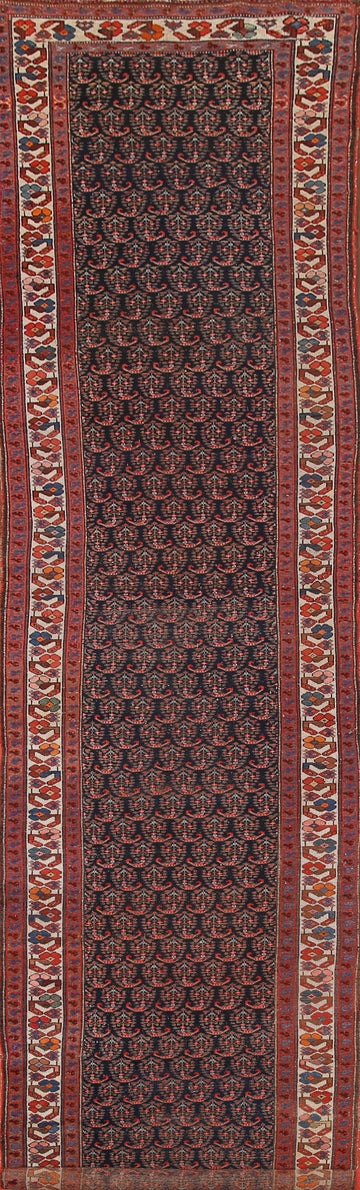 Pre-1900 Vegetable Dye Malayer Persian Runner Rug 4x16