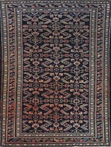 Antique Navy Blue Kazak Vegetable Dye Rug 4x6