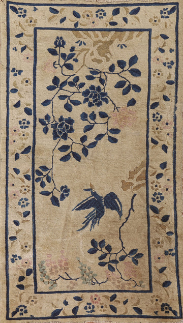 Animal Pictorial Art Deco Vegetable Dye Chinese Rug 3x6