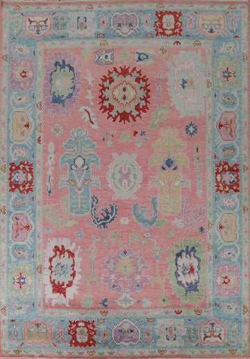 Pink Oushak Living Room Rug 9x12