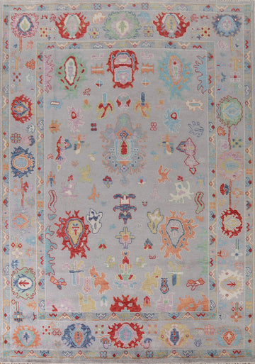 Gray Floral Oushak Oriental Area Rug 9x12