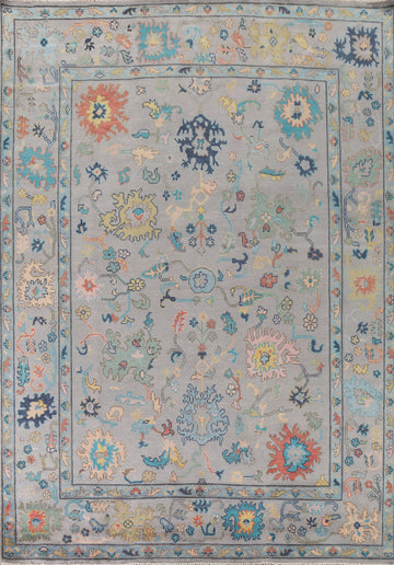 Silver Gray Oushak Indian Area Rug 9x12