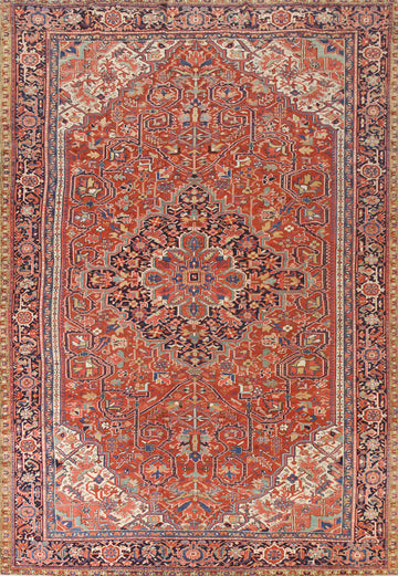 Antique Vegetable Dye Heriz Serapi Persian Area Rug 9x13