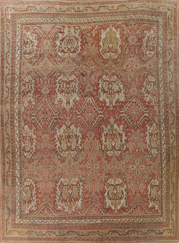 Pre-1900 Vegetable Dye Oushak Large Turkish Rug 13x16
