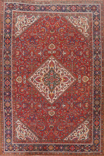 Pre-1900 Vegetable Dye Sultanabad Persian Area Rug 10x13