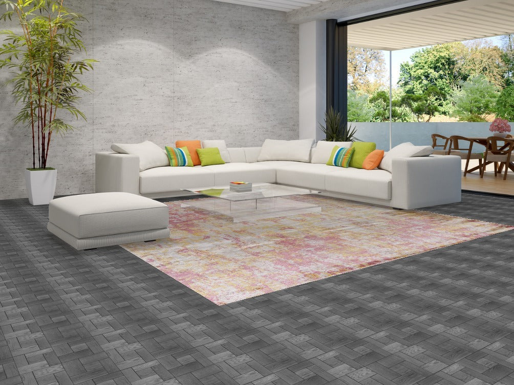 Multicolor Abstract Square Area Rug 11x11