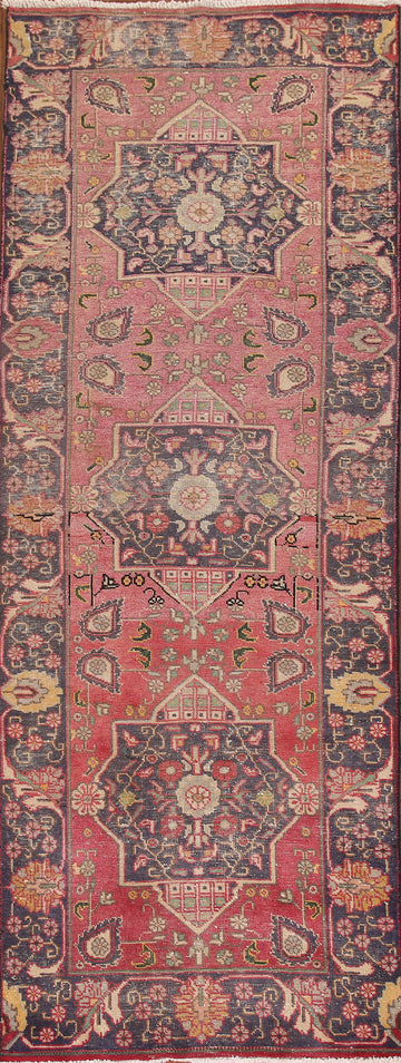 Pink Floral Tabriz Persian Runner Rug 4x11