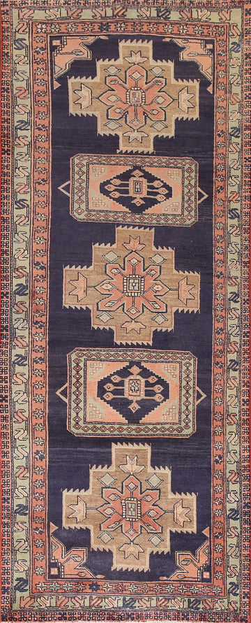 Navy Blue Ardebil Persian Runner Rug 4x10