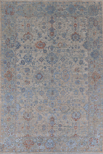 Floral Modern Tabriz Carved Area Rug 6x9