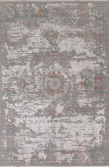 Gray & Ivory Mamluk Carved Area Rug 6x9