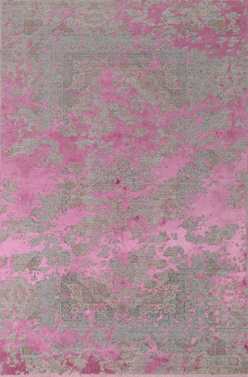 Modern Turkish Tabriz Carved Area Rug 7x9