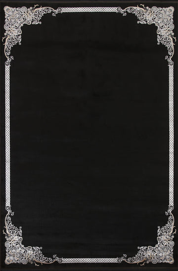 Black Tabriz Living Room Area Rug 6x10