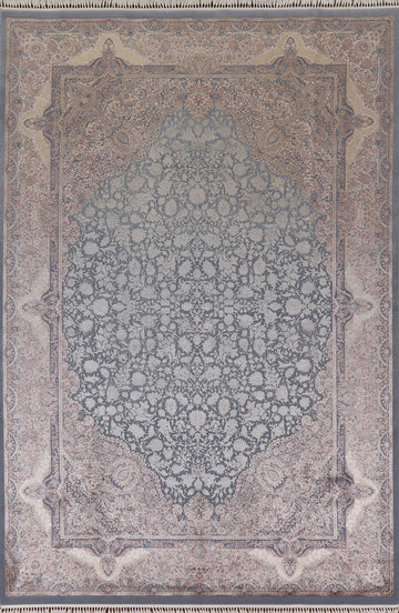 Carved Floral Qum Traditional Area Rug 7x10