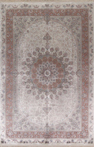 Floral Ivory Qum Traditional Area Rug 7x10