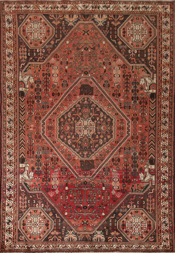 Vintage Wool Shiraz Persian Area Rug 6x9