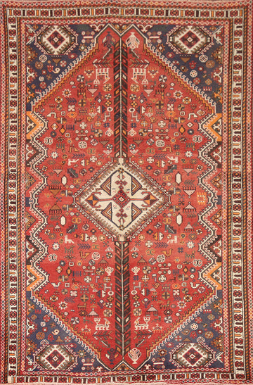 Tribal Vegetable Dye Shiraz Persian Area Rug 5x8