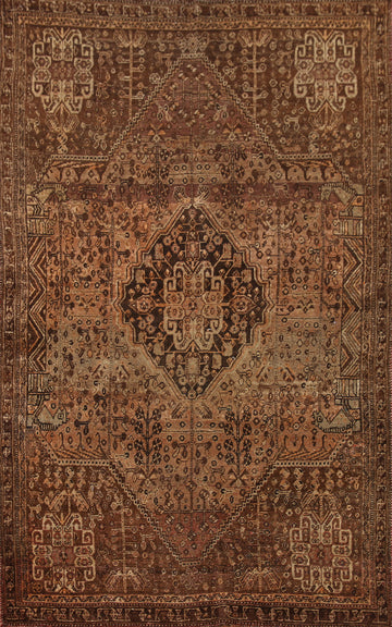 Pre-1900 Antique Vegetable Dye Qashqai Persian Rug 5x8