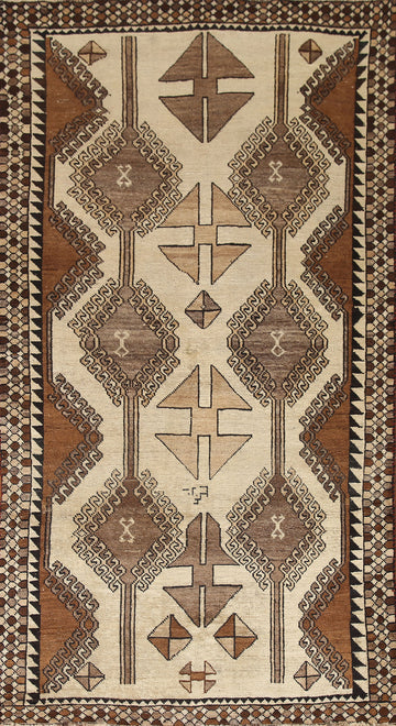Vintage Geometric Gabbeh Persian Rug 4x8