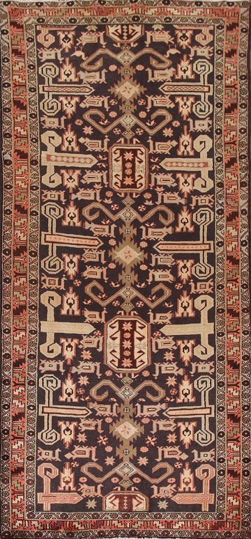 Vintage Wool Meshkin Persian Runner Rug 4x10