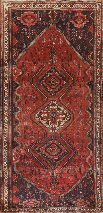 Tribal Wool Qashqai Persian Runner Rug 4x9