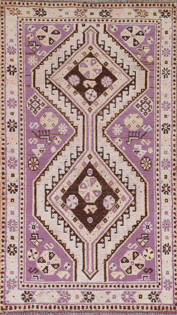 Light Purple Tribal Qashqai Persian Rug 3x6