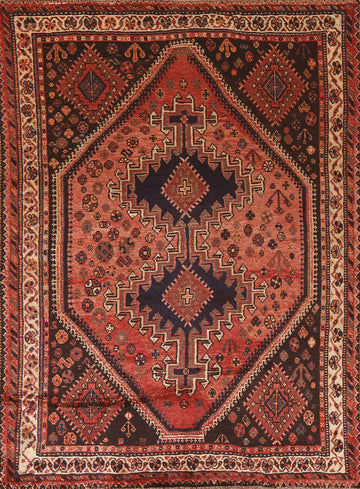 Tribal Wool Qashqai Persian Area Rug 5x8